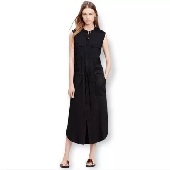 Vince Linen-Blend Cargo Midi Dress - Picture 1 of 7